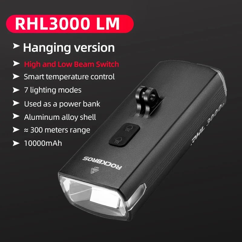 3000LM Rechargeable Bike Light - 10000mAh Safety Lamp - Newport Finds