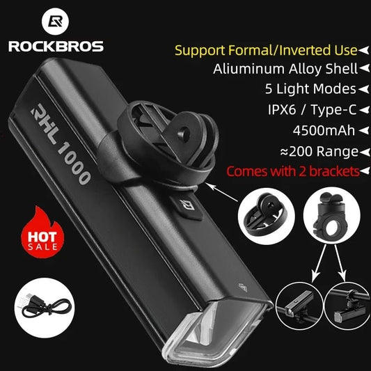 ROCKBROS 1000 Lumen Rechargeable Bike Light - Newport Finds